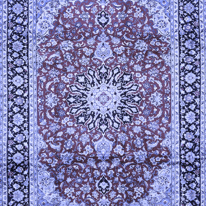Machine Washable Medallion Blue Traditional Rug, wshtr449blu