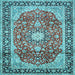 Square Medallion Light Blue Traditional Rug, tr449lblu