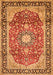 Serging Thickness of Machine Washable Medallion Orange Traditional Area Rugs, wshtr449org