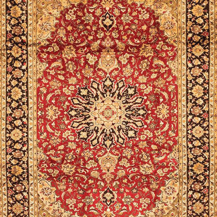 Serging Thickness of Machine Washable Medallion Orange Traditional Area Rugs, wshtr449org