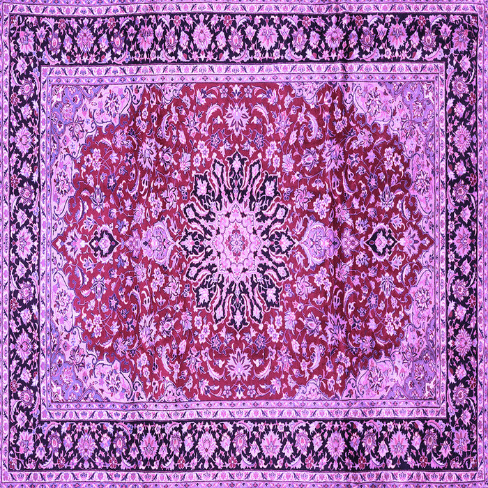 Square Machine Washable Medallion Purple Traditional Area Rugs, wshtr449pur