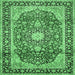 Square Medallion Emerald Green Traditional Rug, tr449emgrn