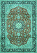 Machine Washable Medallion Turquoise Traditional Area Rugs, wshtr449turq