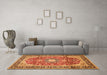 Machine Washable Medallion Orange Traditional Area Rugs in a Living Room, wshtr449org