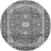 Machine Washable Medallion Gray Traditional Rug, wshtr449gry