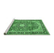 Sideview of Machine Washable Medallion Emerald Green Traditional Area Rugs, wshtr449emgrn