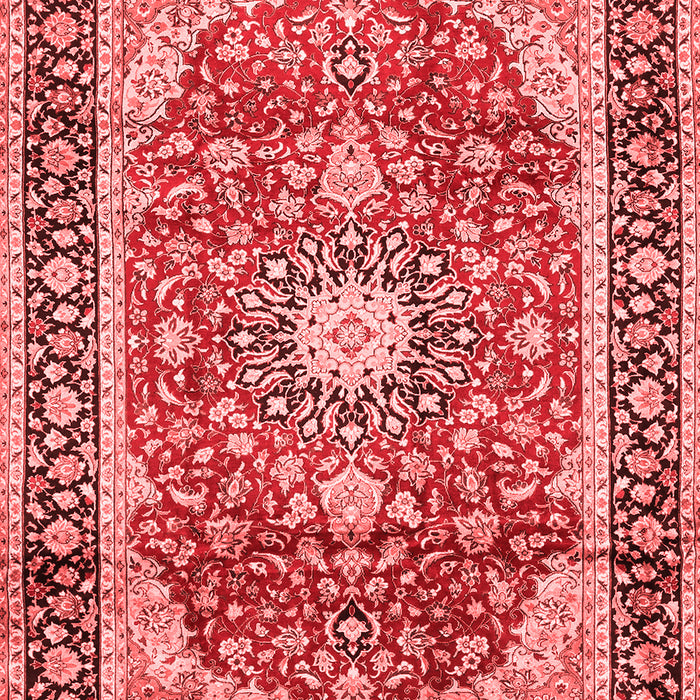 Machine Washable Medallion Red Traditional Rug, wshtr449red