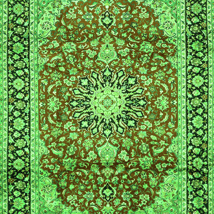 Serging Thickness of Machine Washable Medallion Green Traditional Area Rugs, wshtr449grn