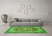 Machine Washable Medallion Green Traditional Area Rugs in a Living Room,, wshtr449grn