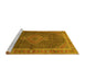 Sideview of Machine Washable Medallion Yellow Traditional Rug, wshtr44yw