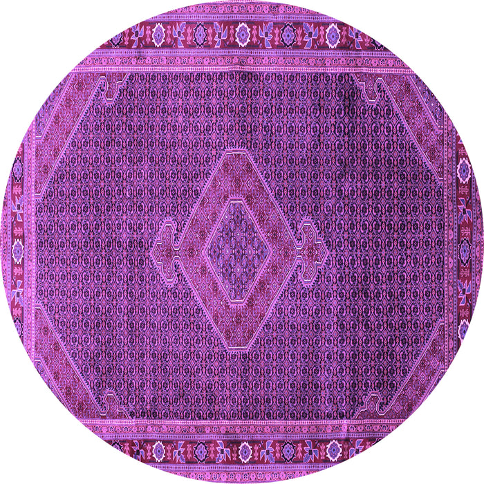 Round Machine Washable Medallion Purple Traditional Area Rugs, wshtr44pur