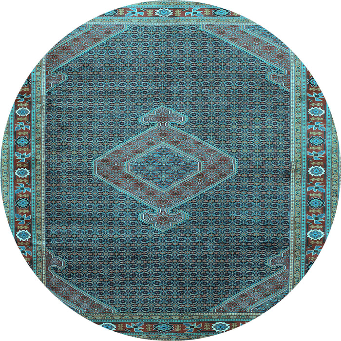 Round Medallion Light Blue Traditional Rug, tr44lblu