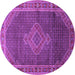 Round Medallion Purple Traditional Rug, tr44pur