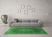 Machine Washable Medallion Emerald Green Traditional Area Rugs in a Living Room,, wshtr44emgrn