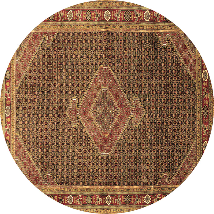 Round Machine Washable Medallion Brown Traditional Rug, wshtr44brn