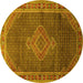 Round Medallion Yellow Traditional Rug, tr44yw