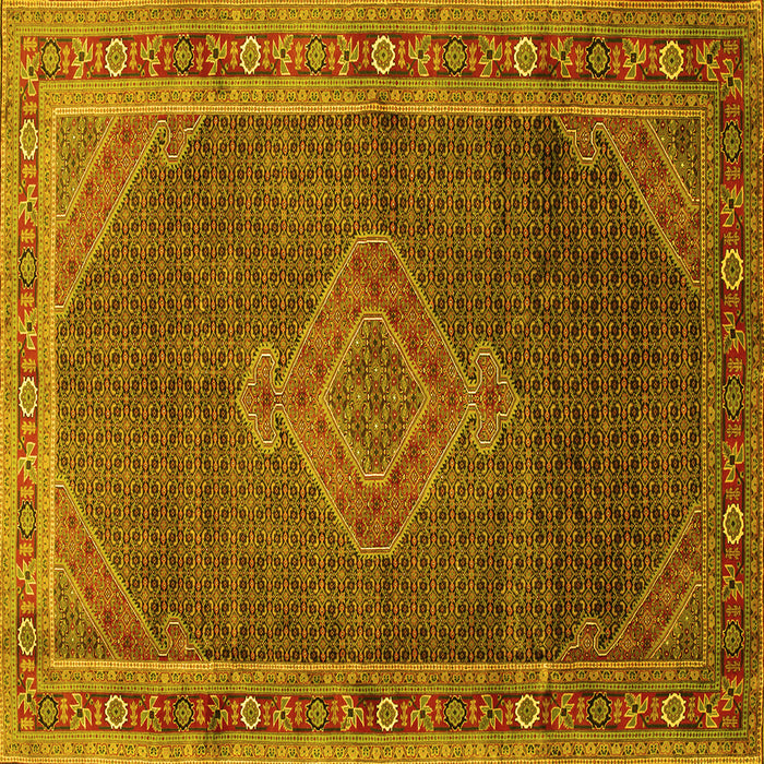 Square Medallion Yellow Traditional Rug, tr44yw