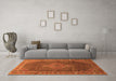 Machine Washable Medallion Orange Traditional Area Rugs in a Living Room, wshtr44org