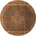 Round Medallion Brown Traditional Rug, tr44brn