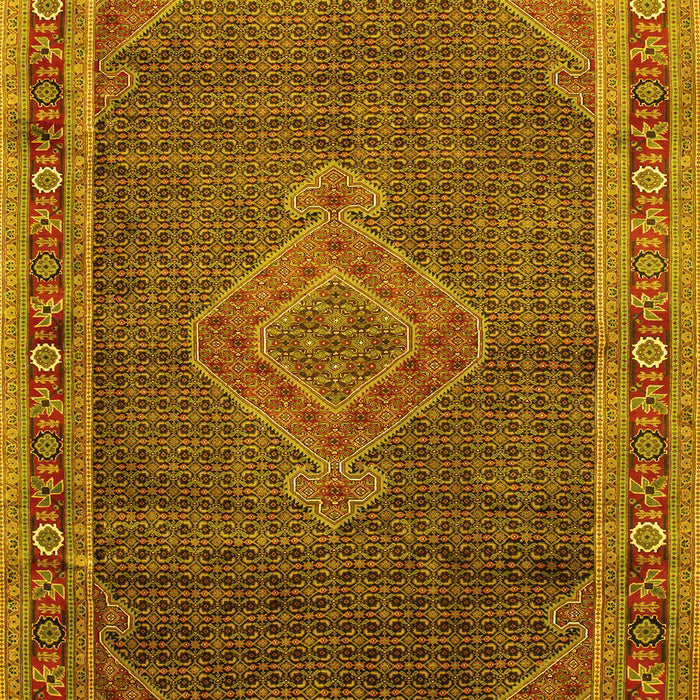 Machine Washable Medallion Yellow Traditional Rug, wshtr44yw