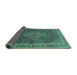 Sideview of Medallion Turquoise Traditional Rug, tr44turq