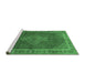 Sideview of Machine Washable Medallion Emerald Green Traditional Area Rugs, wshtr44emgrn