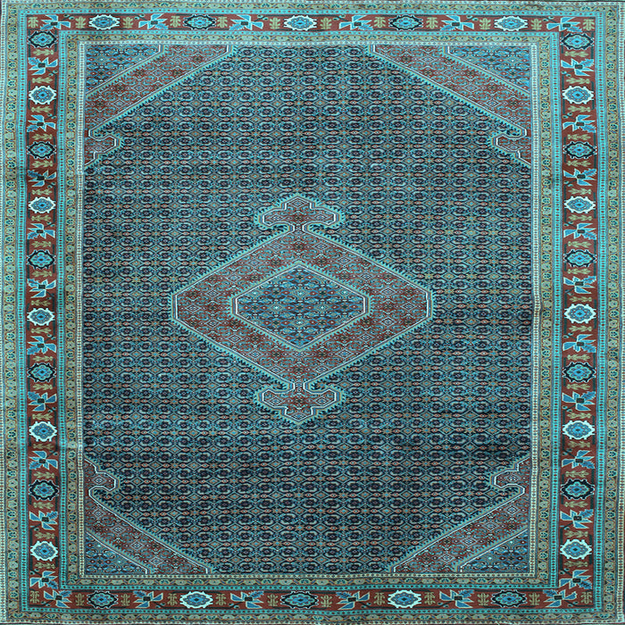 Square Medallion Light Blue Traditional Rug, tr44lblu