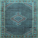 Square Medallion Light Blue Traditional Rug, tr44lblu