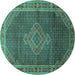 Round Medallion Turquoise Traditional Rug, tr44turq