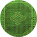 Square Medallion Green Traditional Rug, tr44grn