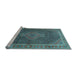 Sideview of Machine Washable Medallion Light Blue Traditional Rug, wshtr44lblu