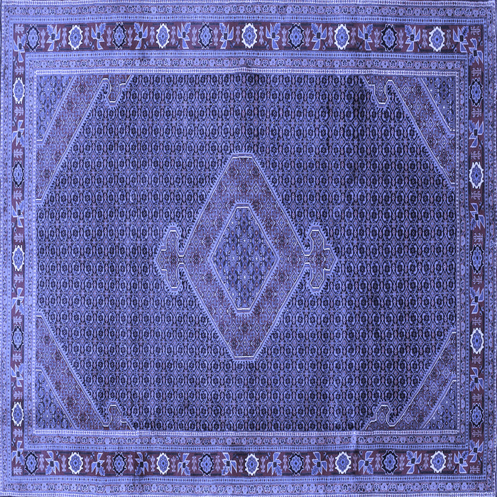 Square Machine Washable Medallion Blue Traditional Rug, wshtr44blu