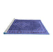 Sideview of Machine Washable Medallion Blue Traditional Rug, wshtr44blu