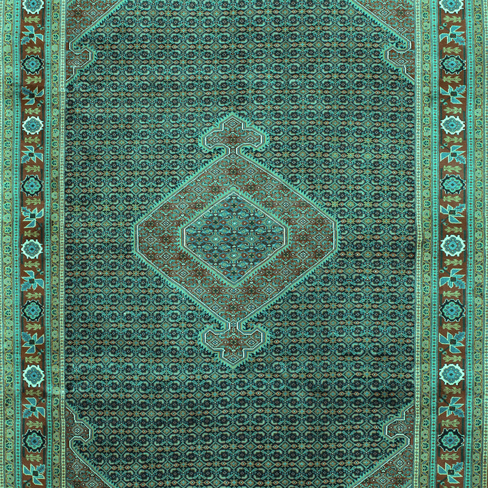 Machine Washable Medallion Turquoise Traditional Area Rugs, wshtr44turq