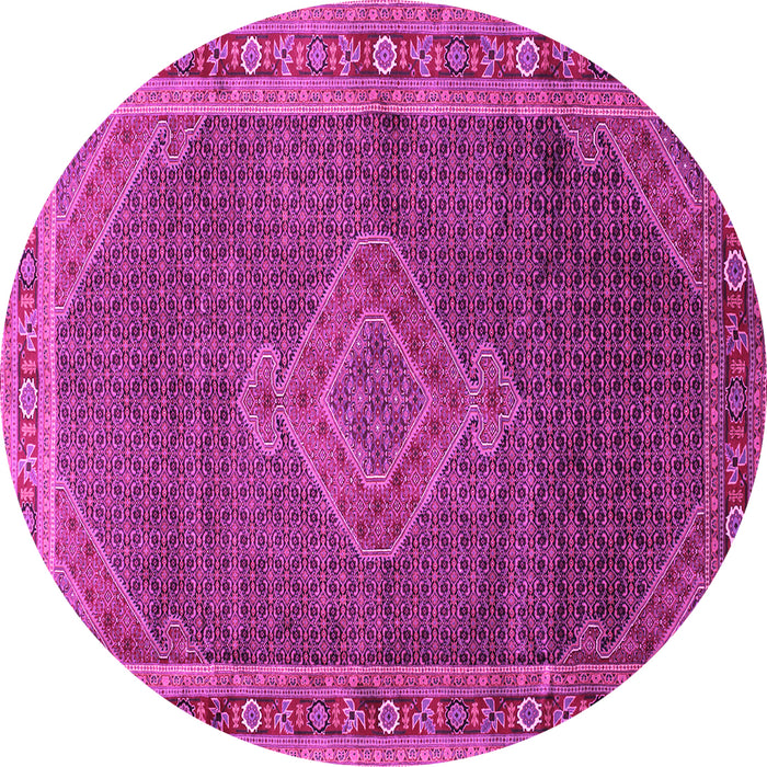 Round Machine Washable Medallion Pink Traditional Rug, wshtr44pnk