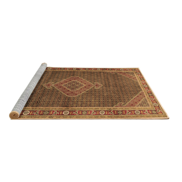 Sideview of Machine Washable Medallion Brown Traditional Rug, wshtr44brn