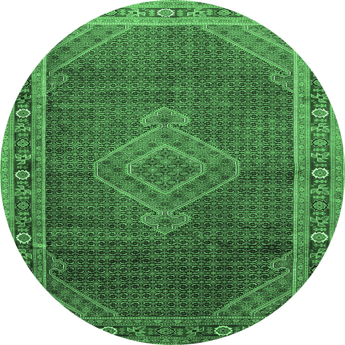 Round Medallion Emerald Green Traditional Rug, tr44emgrn