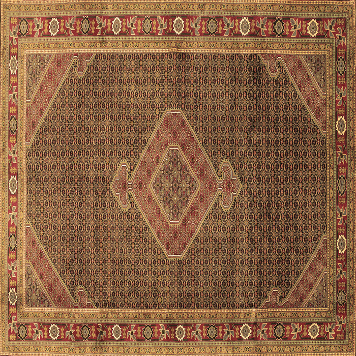 Square Machine Washable Medallion Brown Traditional Rug, wshtr44brn