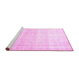 Sideview of Machine Washable Persian Pink Traditional Rug, wshtr4500pnk