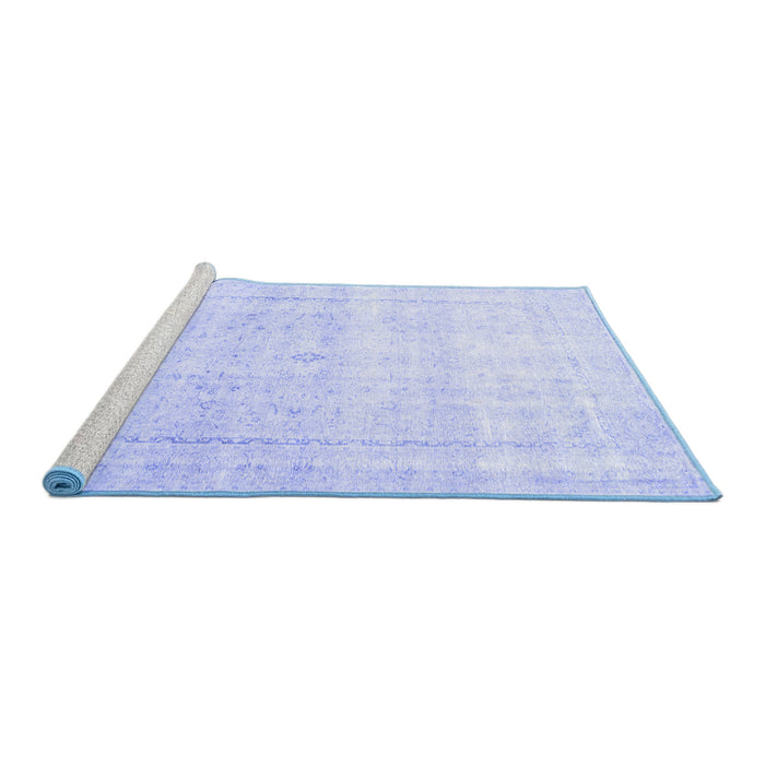 Sideview of Machine Washable Persian Blue Traditional Rug, wshtr4500blu