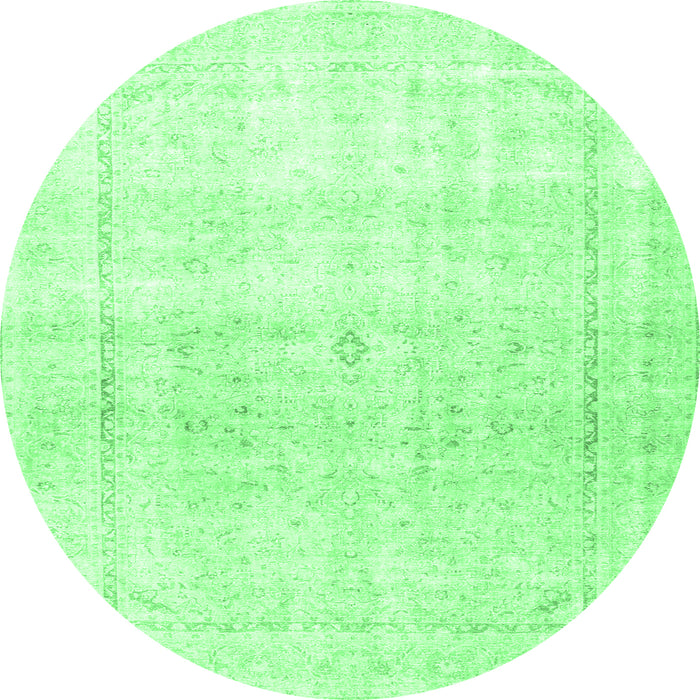 Round Machine Washable Persian Emerald Green Traditional Area Rugs, wshtr4500emgrn