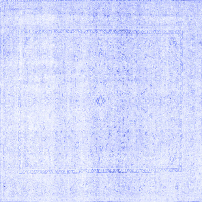 Square Machine Washable Persian Blue Traditional Rug, wshtr4500blu