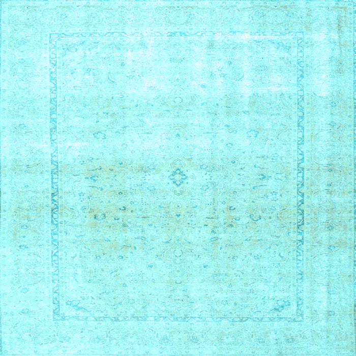 Square Machine Washable Persian Light Blue Traditional Rug, wshtr4500lblu