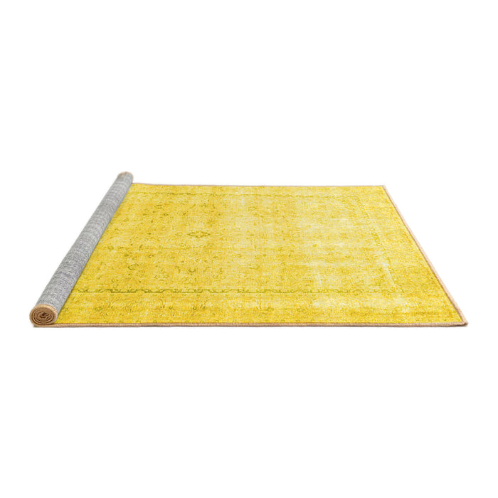 Sideview of Machine Washable Persian Yellow Traditional Rug, wshtr4500yw
