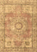 Machine Washable Medallion Brown Traditional Rug, wshtr4501brn