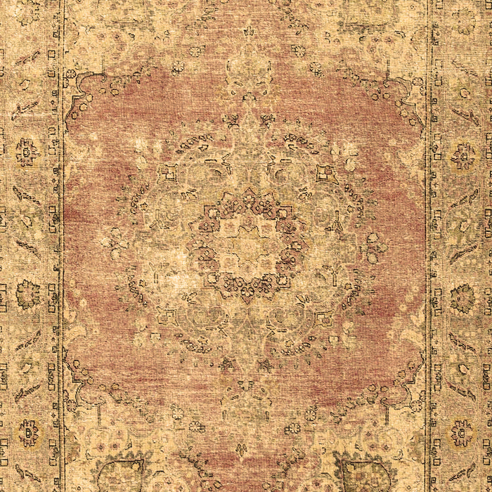 Machine Washable Medallion Brown Traditional Rug, wshtr4501brn