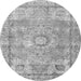 Machine Washable Medallion Gray Traditional Rug, wshtr4501gry