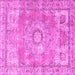 Square Machine Washable Medallion Pink Traditional Rug, wshtr4501pnk