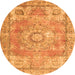 Square Medallion Orange Traditional Rug, tr4501org