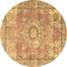 Round Medallion Brown Traditional Rug, tr4501brn